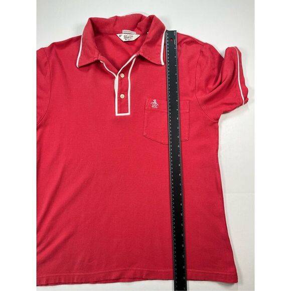Original Penguin Men Big Earl Pique Pocket Polo Heritage Slim Fit Red Size Large - Picture 4 of 6